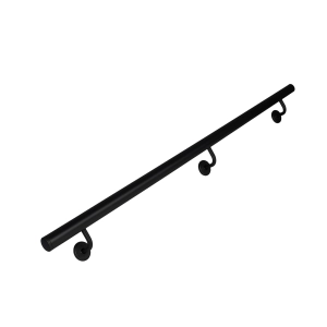 Poręcz Ścienna SCHODOWA Zestaw Stal Barierka Na Schody Okrągła Czarna 150cm - 280cm