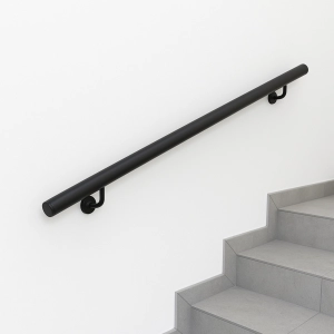 Poręcz Ścienna SCHODOWA Zestaw Stal Barierka Na Schody Okrągła Czarna 100cm - 140cm