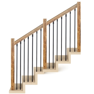 Balustrada na Schody Wewnętrzne z Rurkami w Pionie - Kompletna Balustrada Barierka Drewniano Stalowa Dębowa na Wymiar do Samodzielnego Montażu