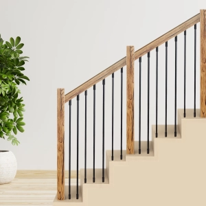 Balustrada na Schody Wewnętrzne z Rurkami w Pionie - Kompletna Balustrada Barierka Drewniano Stalowa Dębowa na Wymiar do Samodzielnego Montażu