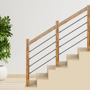 Balustrada na Schody Wewnętrzne z Rurkami w Poziomie - Kompletna Balustrada Barierka Dębowa na Wymiar do Samodzielnego Montażu