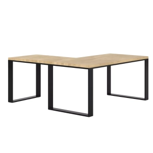 Biurko Narożne z Drewna Dębowego Stalowy Stelaż