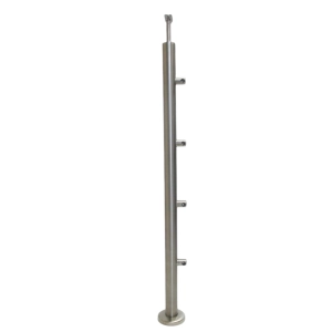 Słupek Lewy Ø 42,4 x 1060 mm 4 Uchwyty Osiowe Ø 12 mm AISI 304 Balustrada Poręcz