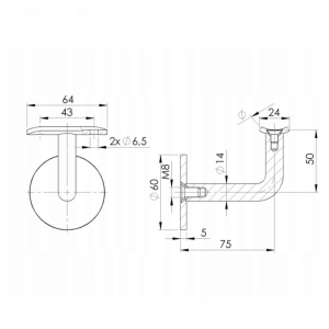 Poręcz Ścienna SCHODOWA Zestaw Stal Nierdzewna Barierka Na Schody Okrągła 100cm - 140cm
