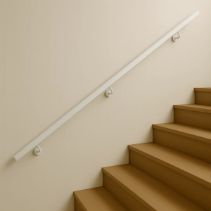 Poręcz Schodowa Ścienna KWADRATOWA Stal Barierka Schody  Biała 150cm - 280cm