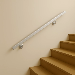 Poręcz Schodowa Ścienna KWADRATOWA Stal Barierka Schody Srebrna 100cm - 140cm