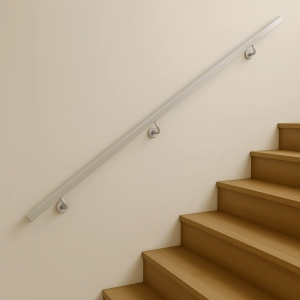 Poręcz Schodowa Ścienna KWADRATOWA Stal Barierka Schody  Srebrna 300cm
