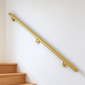 Poręcz Ścienna SCHODOWA Zestaw Stal Barierka Na Schody Okrągła Złota 150cm - 280cm