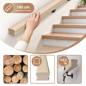 PORĘCZ JESIONOWA NA SCHODY OMEGA 5,5x4,5 POCHWYT DO BALUSTRADY 140 CM