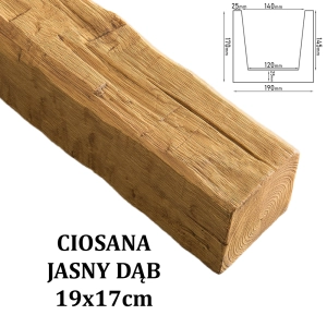 Belka Rustykalna Ciosana 19x17 cm JASNY DĄB