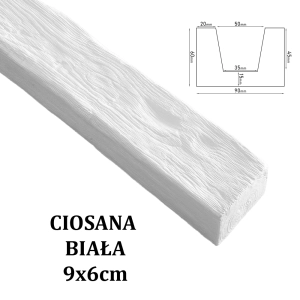 Belka Rustykalna Ciosana 9x6 cm Biała