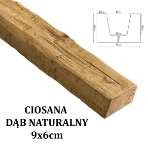 Belka Rustykalna Ciosana 9x6 cm DĄB NATURALNY