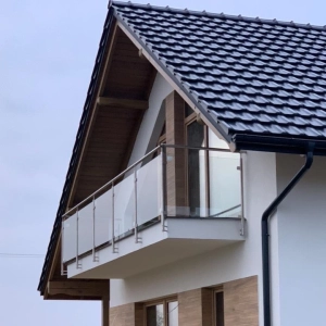 Balustrada Barierka Szklana ze Stali Nierdzewnej Przekrój Okrągły - Kompletna Balustrada Szklana do Samodzielnego Montażu na Wymiar