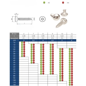 Wkręt do drewna 5 x 30 mm ( GRZYBEK ) , AISI 304