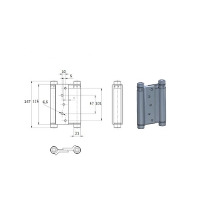 Zawias sprężynowy wahadłowy, dwustronny, L=125mm , niklowany