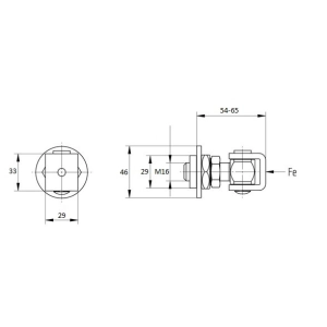 Zawias regulowany  do spawu, M16-K , stal ocynkowana