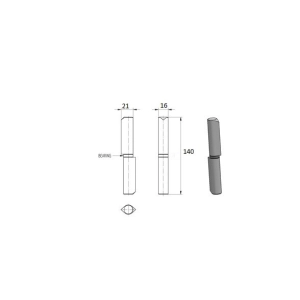 Zawias do bram D16, L140mm, stalowy