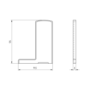 Zaślepka PRAWA profilu balustrady szklanej do montażu podłogowego L, aluminiowa, szlif-elox