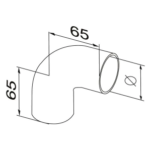 Kolano obłe 90° dla drewna Ø 42 mm , AISI 304 , szlifowane , nierdzewne