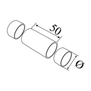 Łącznik dla drewna Ø 42 mm , AISI 304 , szlifowany , nierdzewny