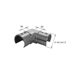 Kolano 90° dla poręczy 42,4 x 1,5 mm , AISI 304 , szlifowane , nierdzewne