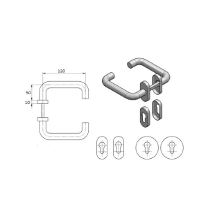 Klamka z szyldem - para, 135mm