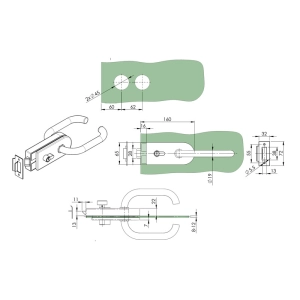 Zamek z wkładką cylindryczną dla szkła 8-12 mm