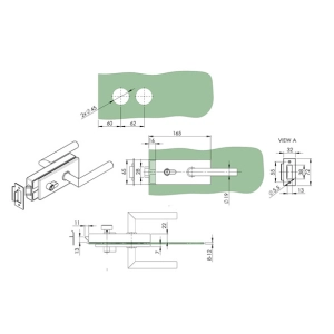Zamek z wkładką cylindryczną dla szkła 8-12 mm