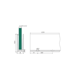 Profil U balustrady szklanej , aluminiowy 1250mm , montaż górny