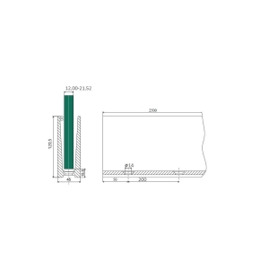 Profil U balustrady szklanej , aluminiowy 2500mm , montaż górny