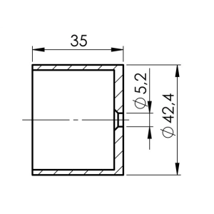 Kolano ostre 90° dla drewna Ø 42mm , AISI 304 , szlifowane , nierdzewne