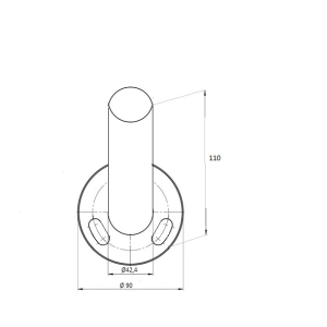 Okucie dolne do drewna Ø 42,4 mm , AISI 304 , szlifowane , nierdzewne