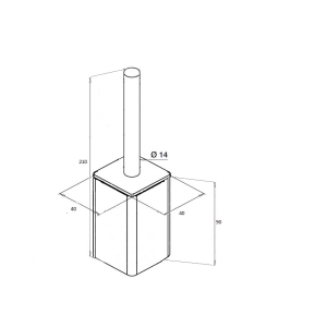 Okucie do drewna 40 x 40 mm , pręt pod poręcz , AISI 304 , szlifowane , mocowanie boczne , nierdzewne