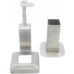 Okucie narożne do drewna 40 x 40 mm , poręcz płaska , AISI 304 , szlifowane , nierdzewne