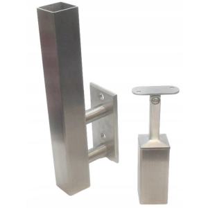 Okucie do drewna 40 x 40 mm , poręcz płaska , AISI 304 , szlifowane , mocowanie boczne , nierdzewne