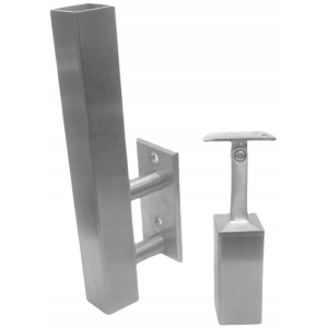 Okucie do drewna 40 x 40 mm , poręcz Ø 42,4 mm , AISI 304 , szlifowane , mocowanie boczne , nierdzewne