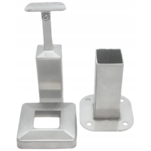 Okucie do drewna 40 x 40 mm , poręcz Ø 42,4 mm , AISI 304 , szlifowane , nierdzewne