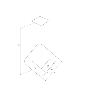 Okucie do drewna 50 x 50 mm , pręt pod poręcz , AISI 304 , szlifowane , nierdzewne