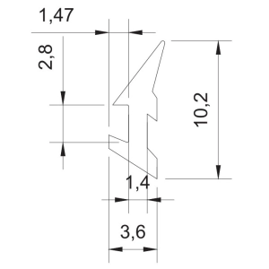 Uszczelka gumowa do profilu 36x19x1,5mm , 6000mm , szkło 8 mm